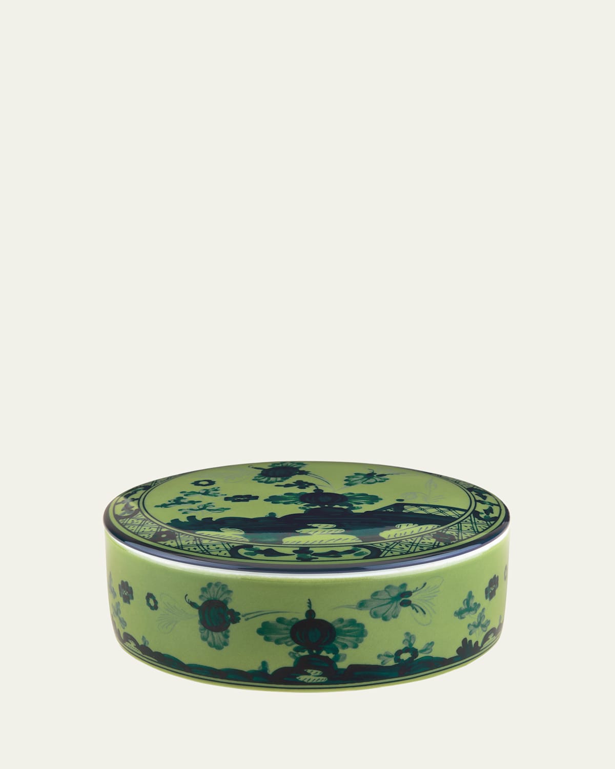Ginori 1735 Malachite Round Covered Box In Oi Malachite