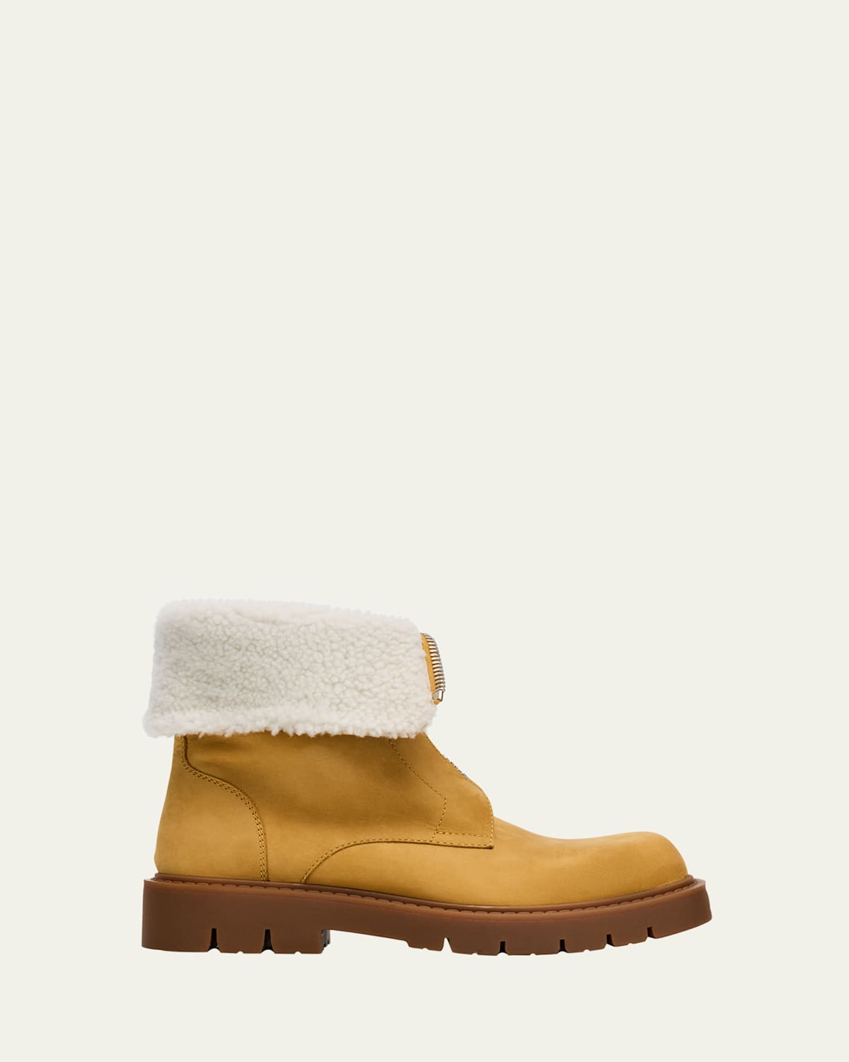 Bottega Veneta Haddock Shearling-lined Nubuck Ankle Boots In Ochre Popcorn