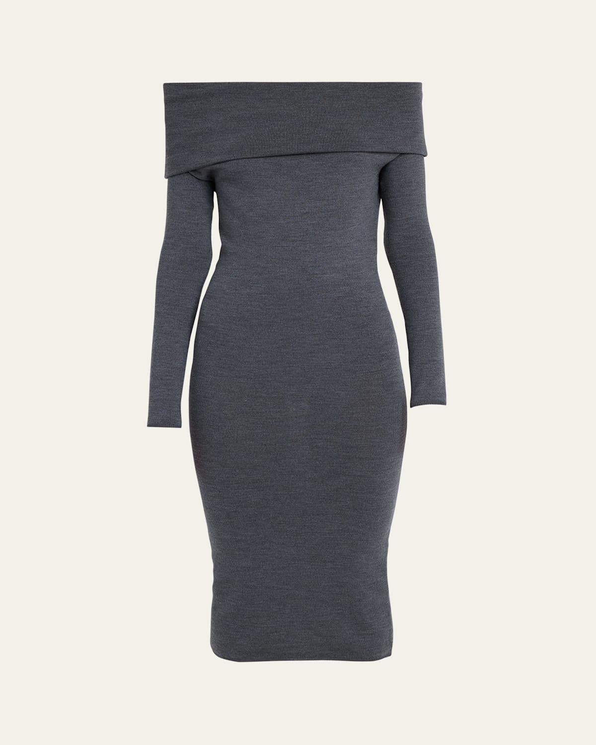 Debra Off-Shoulder Wool Body-Con Midi Dress