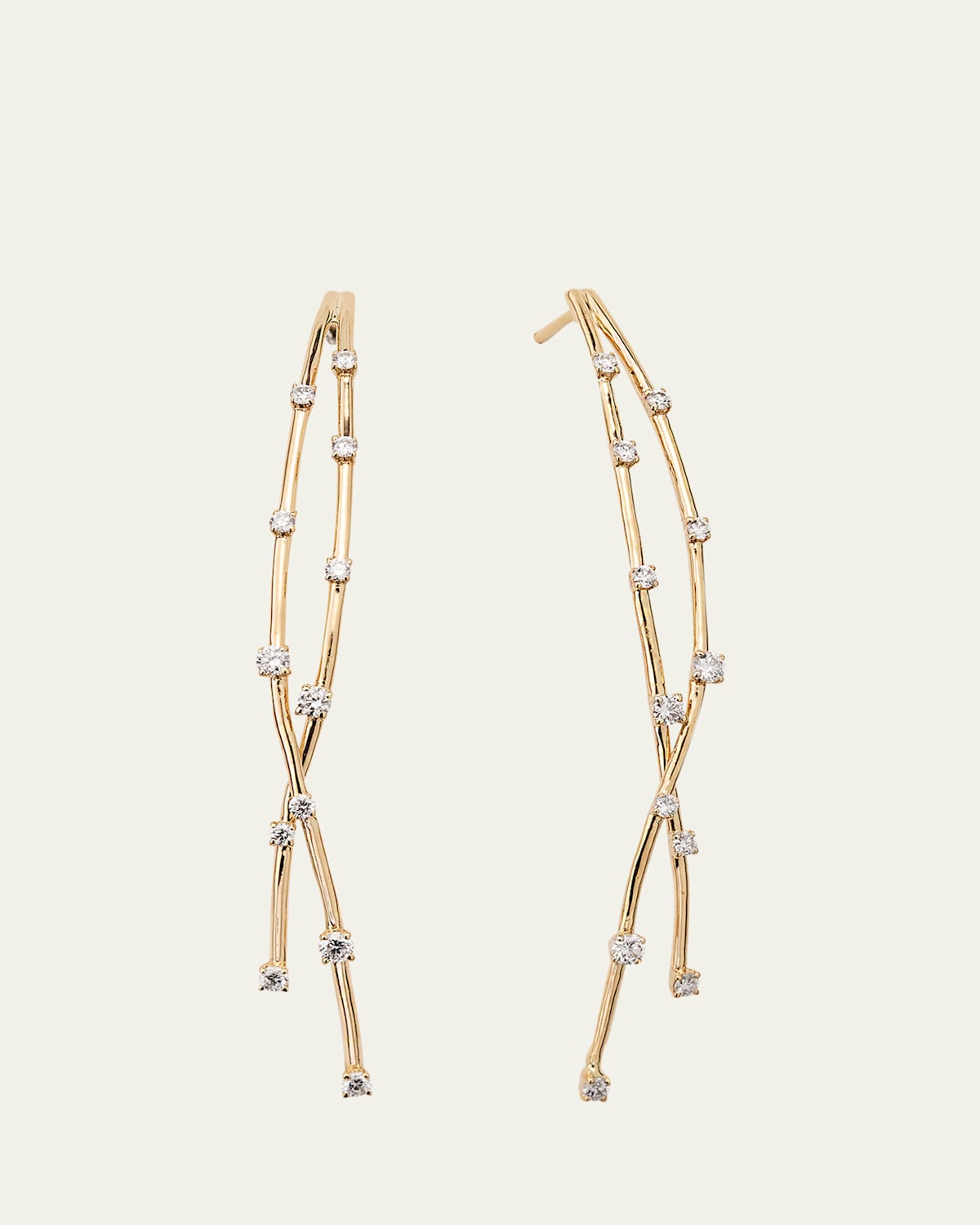 14k Small Oval Magic Hoop Earrings with Diamonds