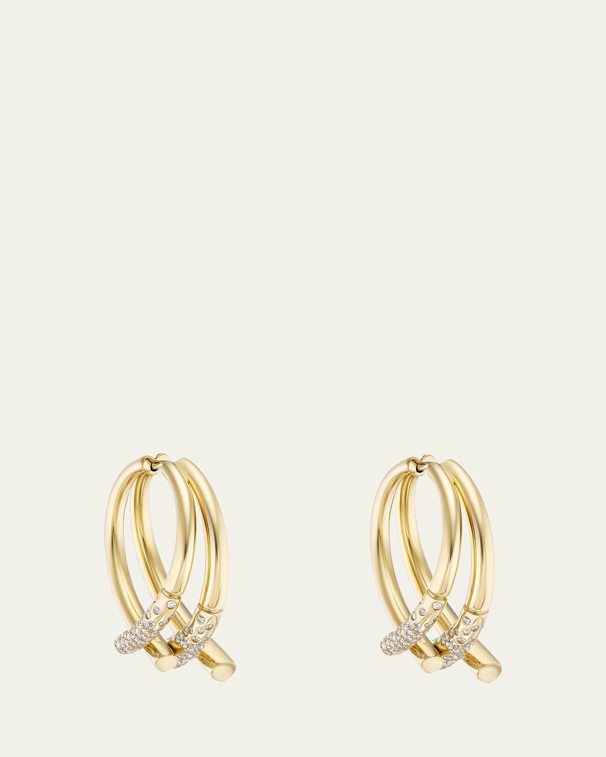 Oera Fairmined 18K Gold Pavé Duo Orb Earrings