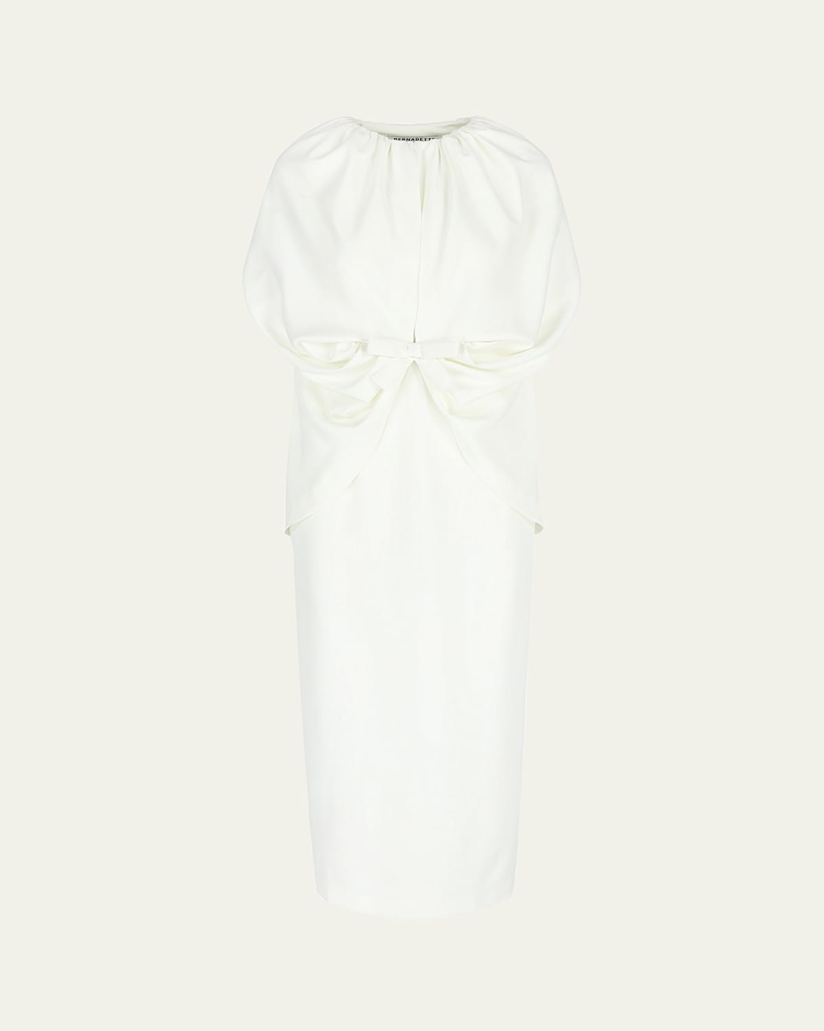 Bernadette Ruched Waist Long Cape Dress In Cream Ivory