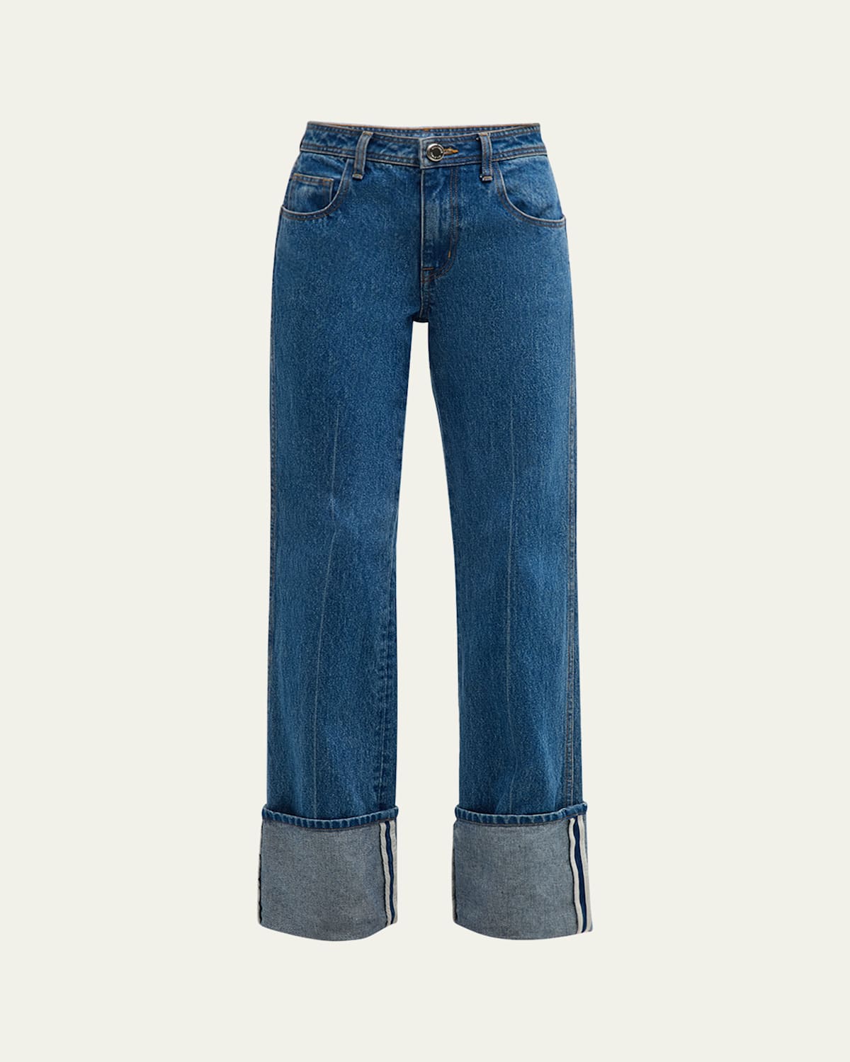 Brandon Maxwell The Alexa Mid-rise Straight-leg Jeans In American Blue