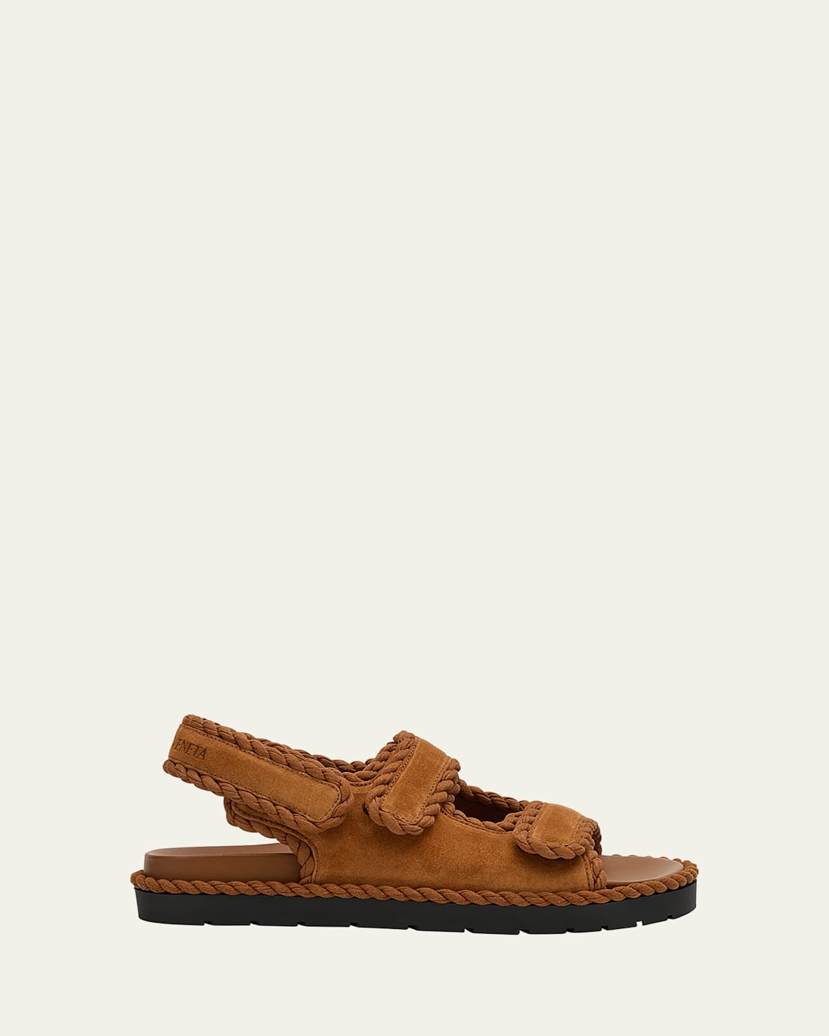 Bottega Veneta Jack Sandals With Braided Detailing And Flat Sole In Caramel
