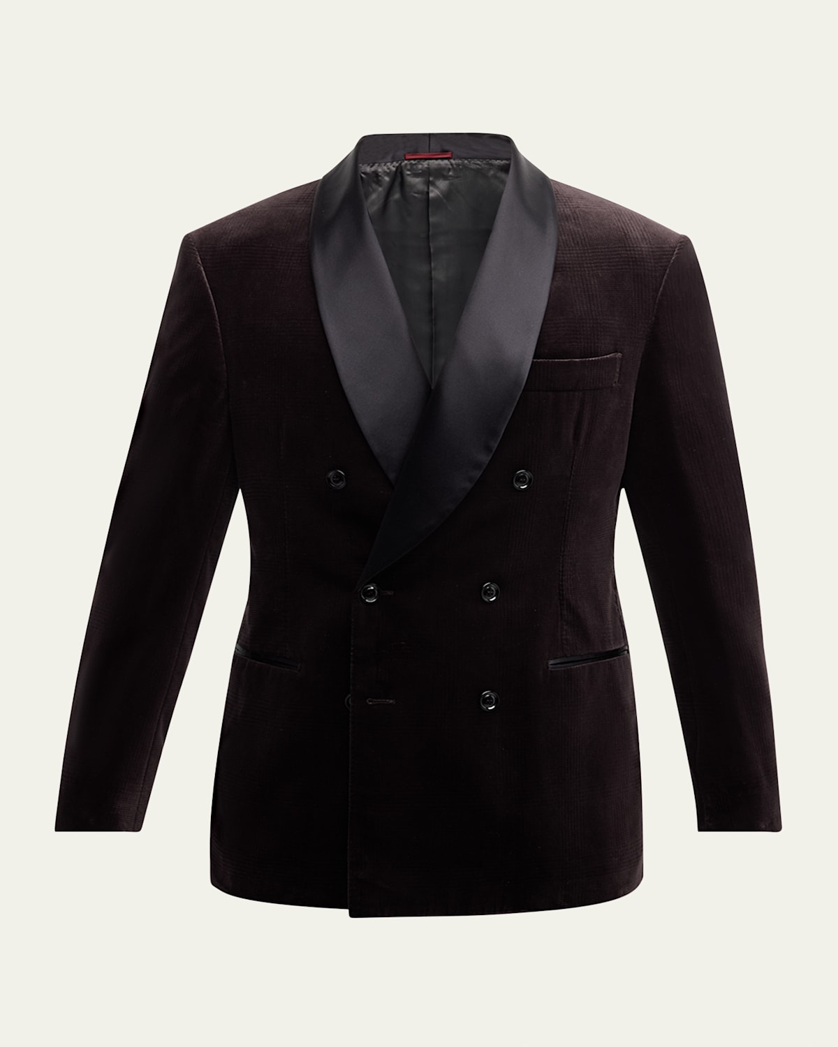 Brunello Cucinelli Shawl-collar Double-breasted Cotton-velvet Tuxedo Jacket In Brown
