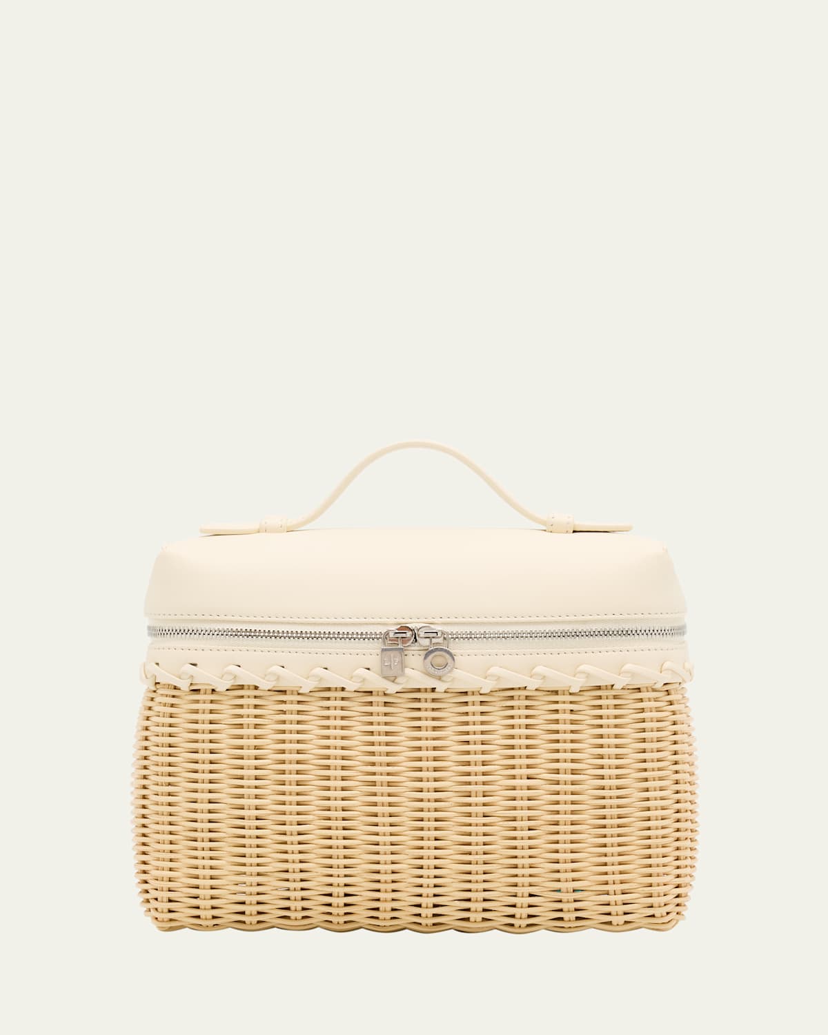 Loro Piana Extra Pocket 19 Rattan Crossbody Bag In Malt Whisper White