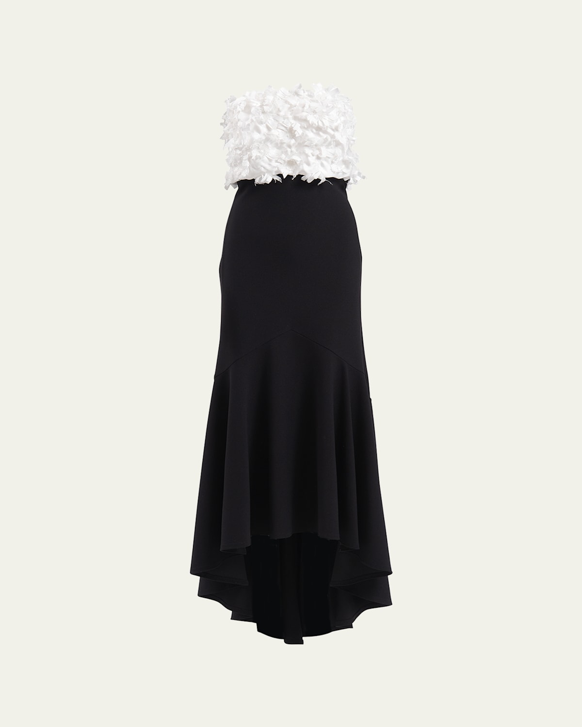 Tadashi Shoji 3d Floral Applique-bodice Gown In Ivory/black