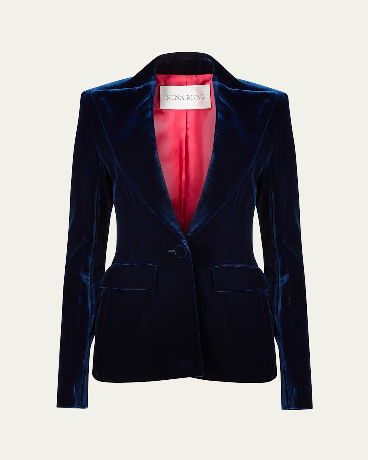 Velvet One-Button Blazer