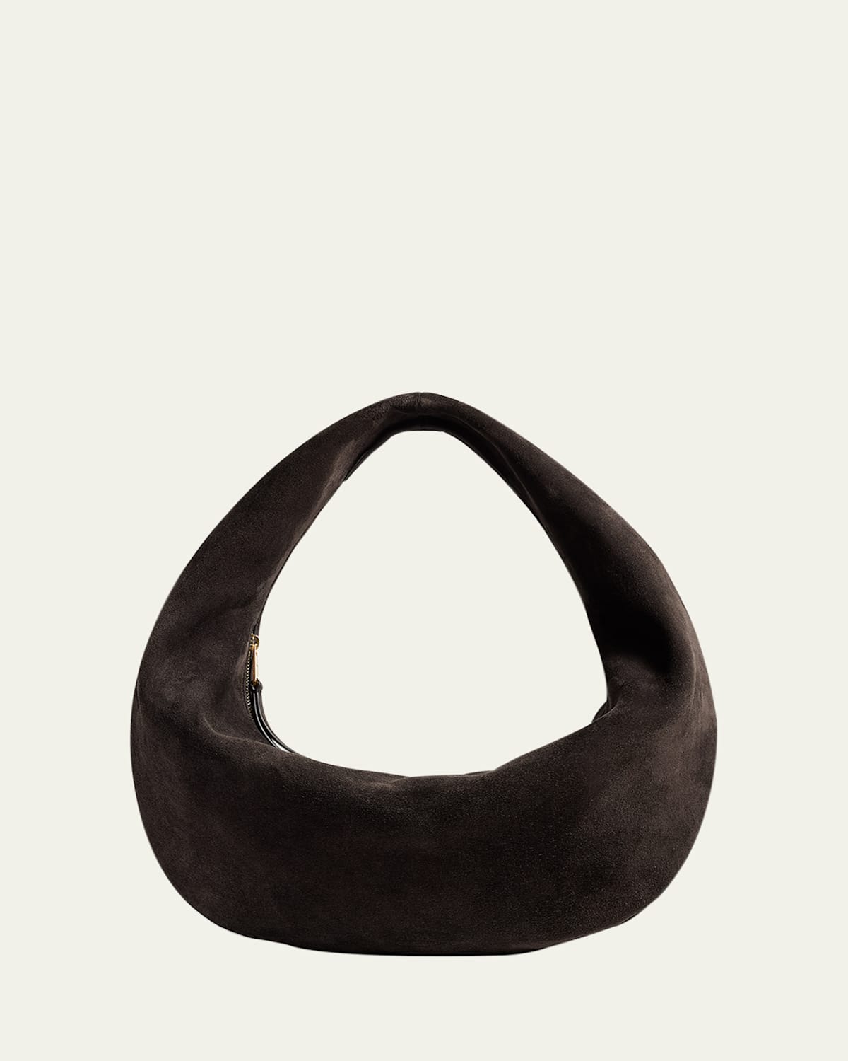 Khaite Olivia Medium Suede Hobo Bag In Brown
