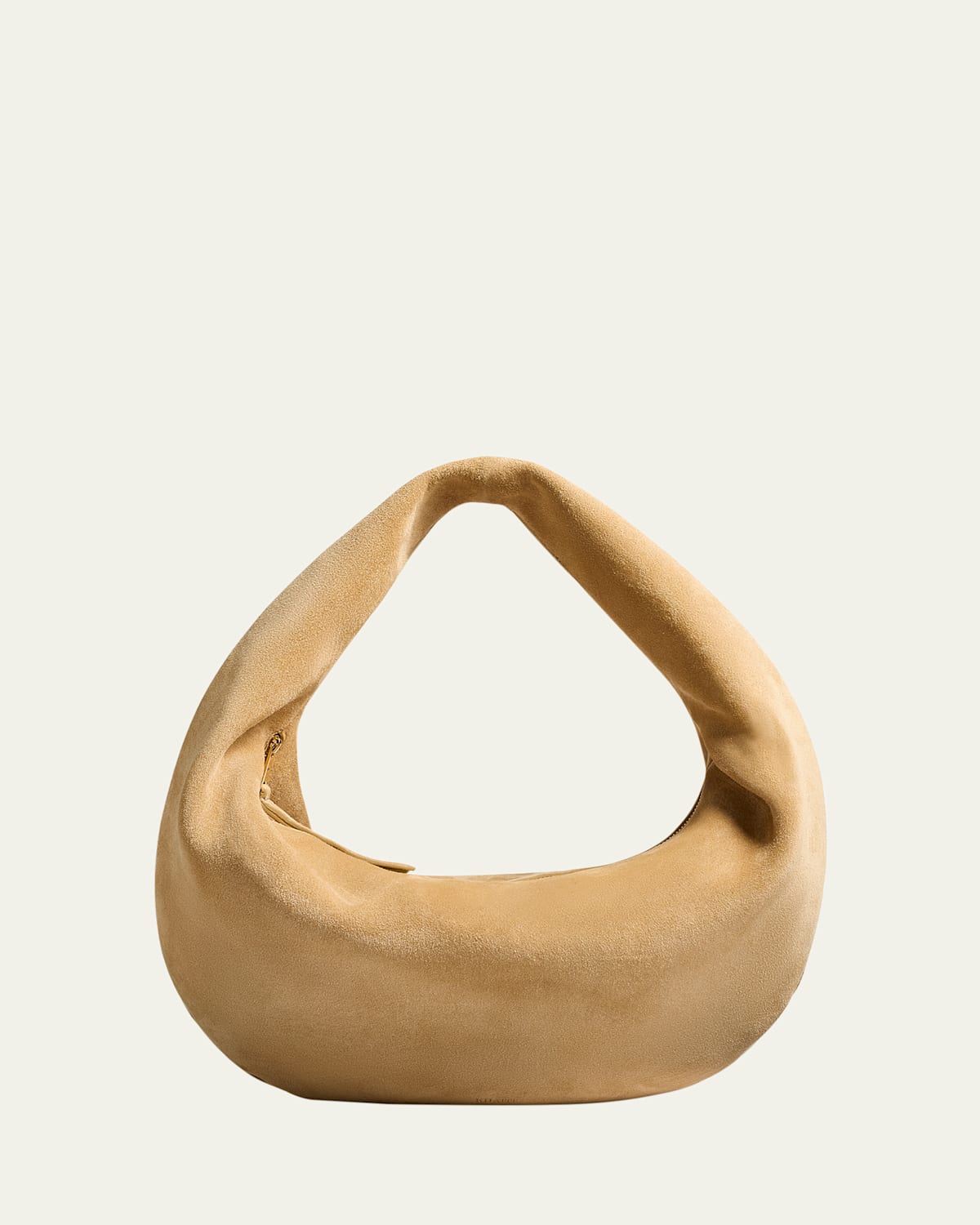 Khaite Olivia Medium Suede Hobo Bag In Wheat