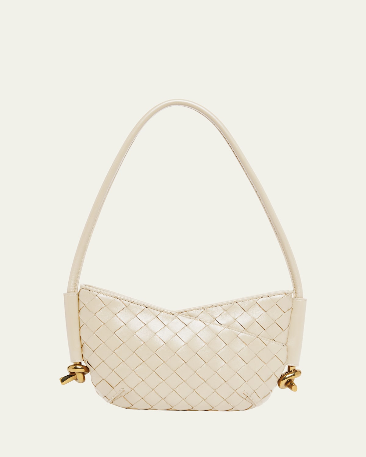Bottega Veneta Solstice Intrecciato Baby Leather Shoulder Bag In Olive Oil