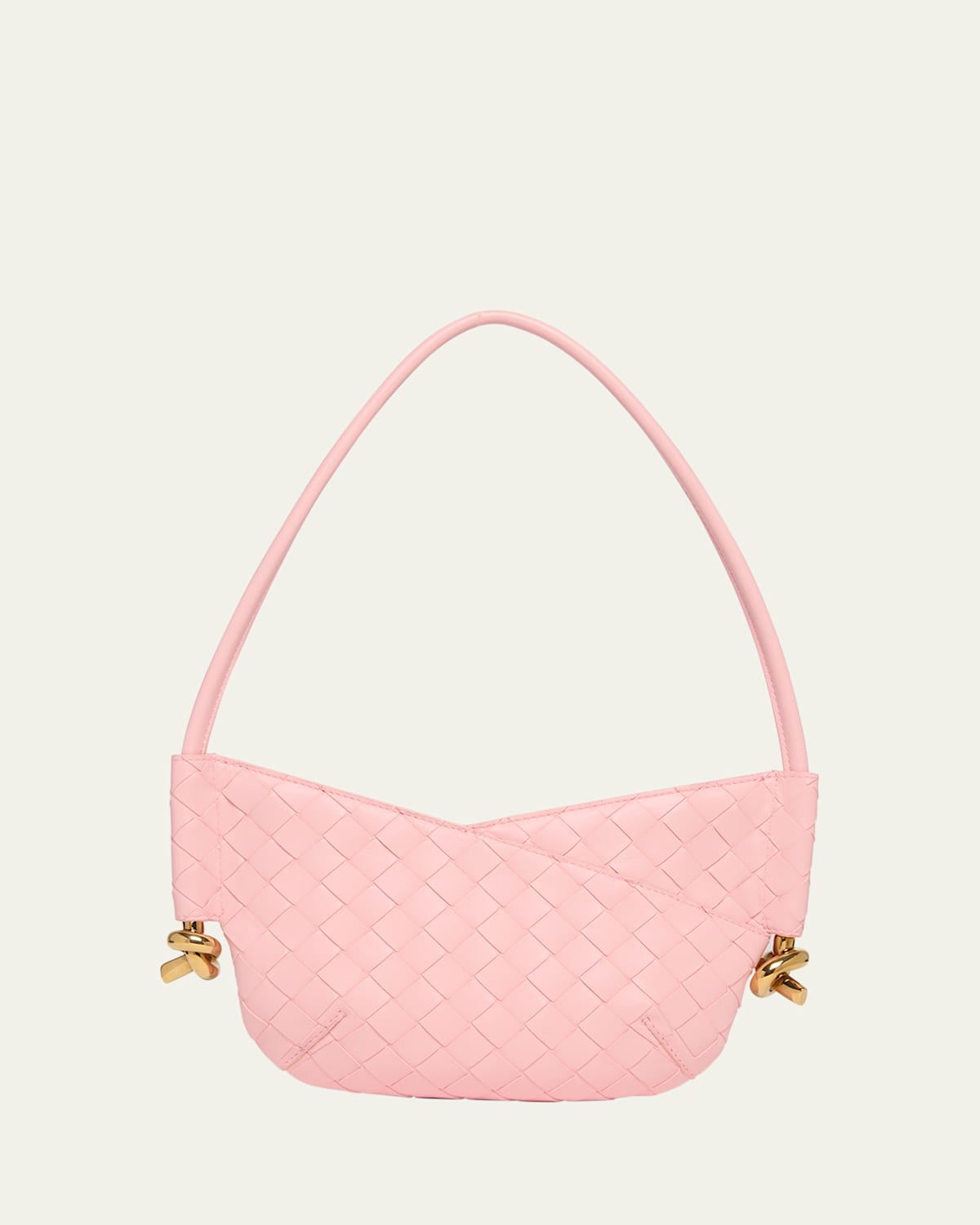 Bottega Veneta Mini Solstice Intrecciato Leather Hobo Bag In 6858 Rose-muse Brass