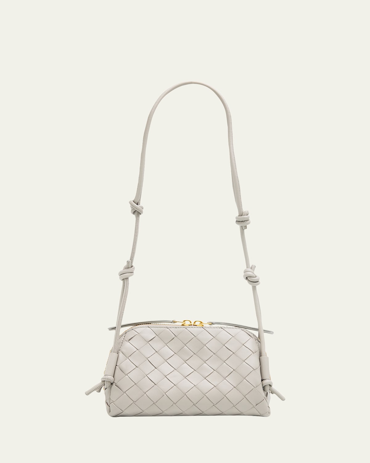 Bottega Veneta Zip Leather Pouch Shoulder Bag In White