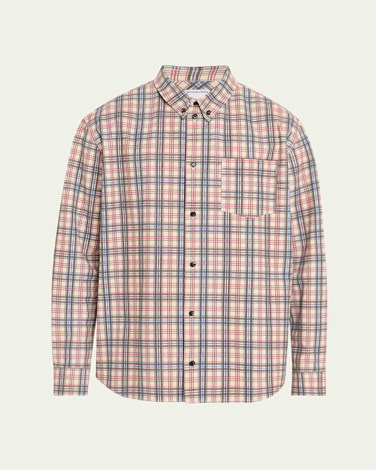 Men's Graph Check Printed Leather Shirt