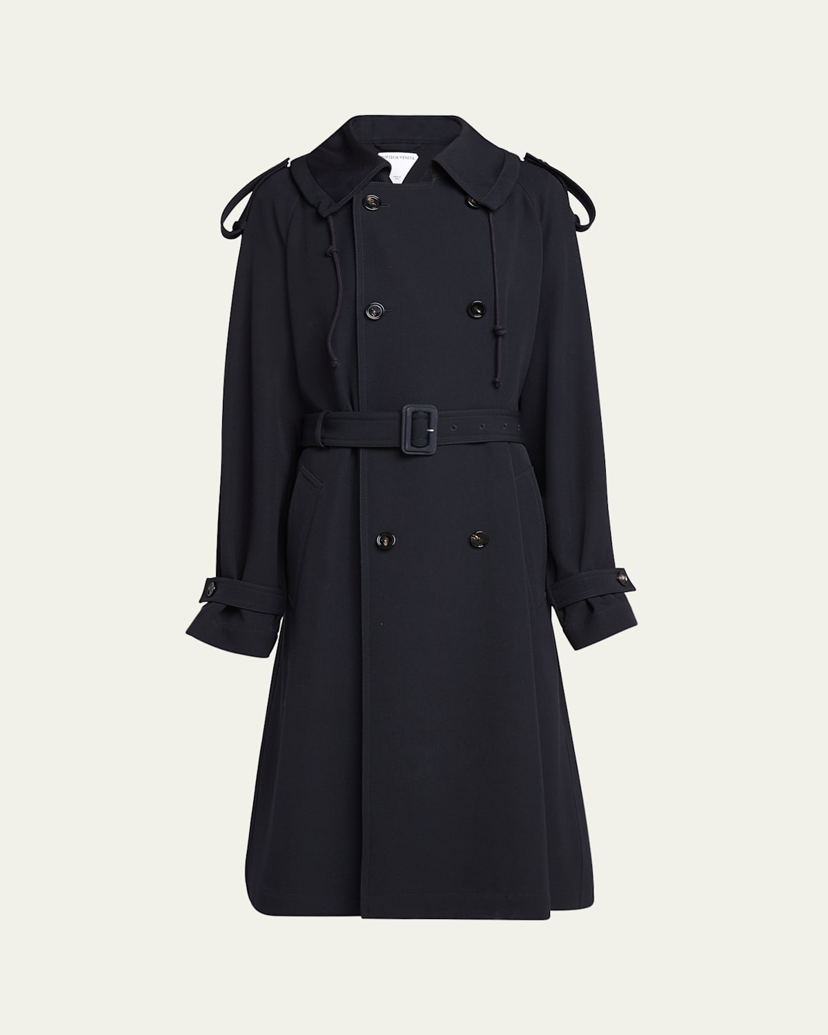 Compact Wool Gabardine Belted Trench Coat