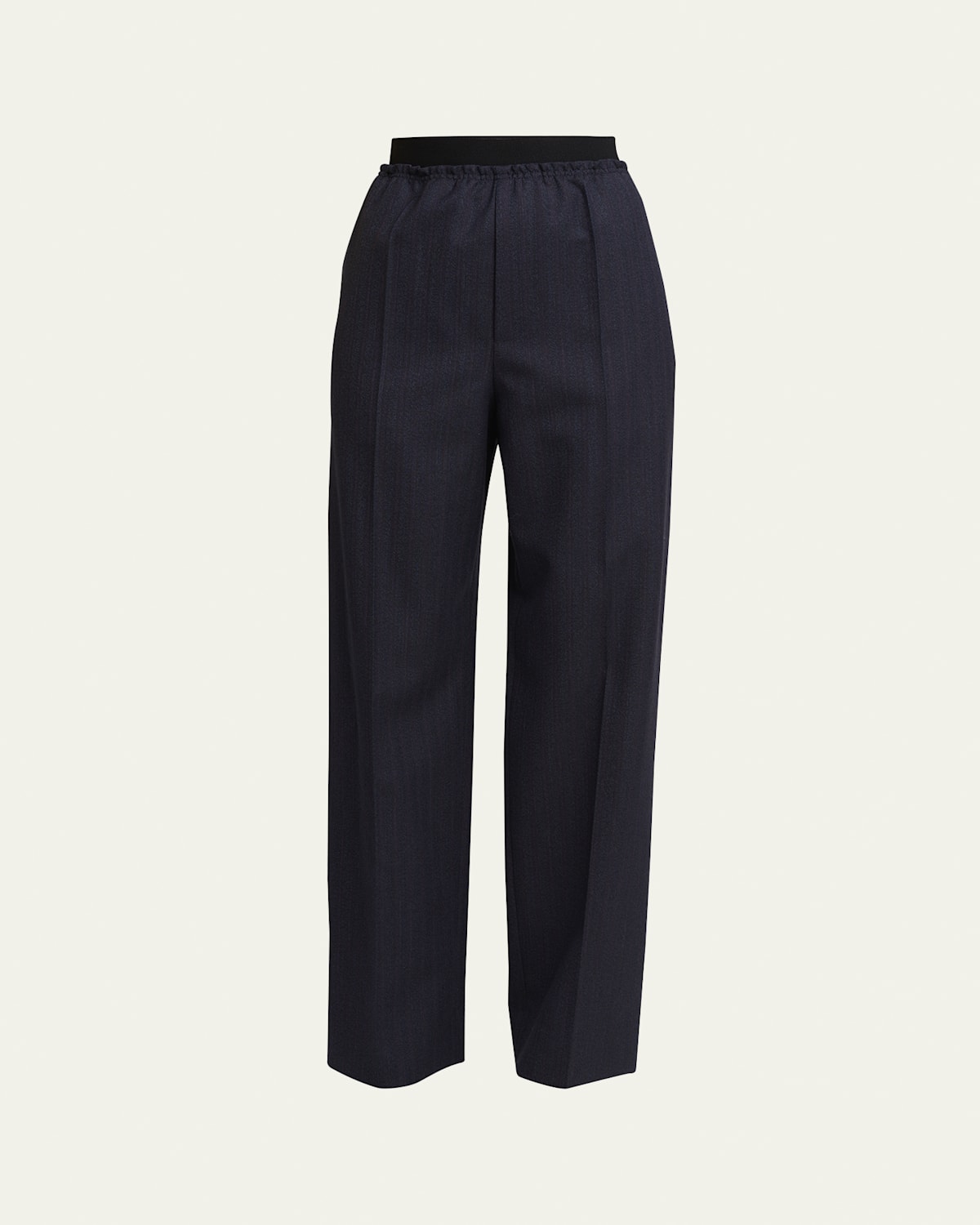 Subtle Striped Straight-Leg Wool Trousers