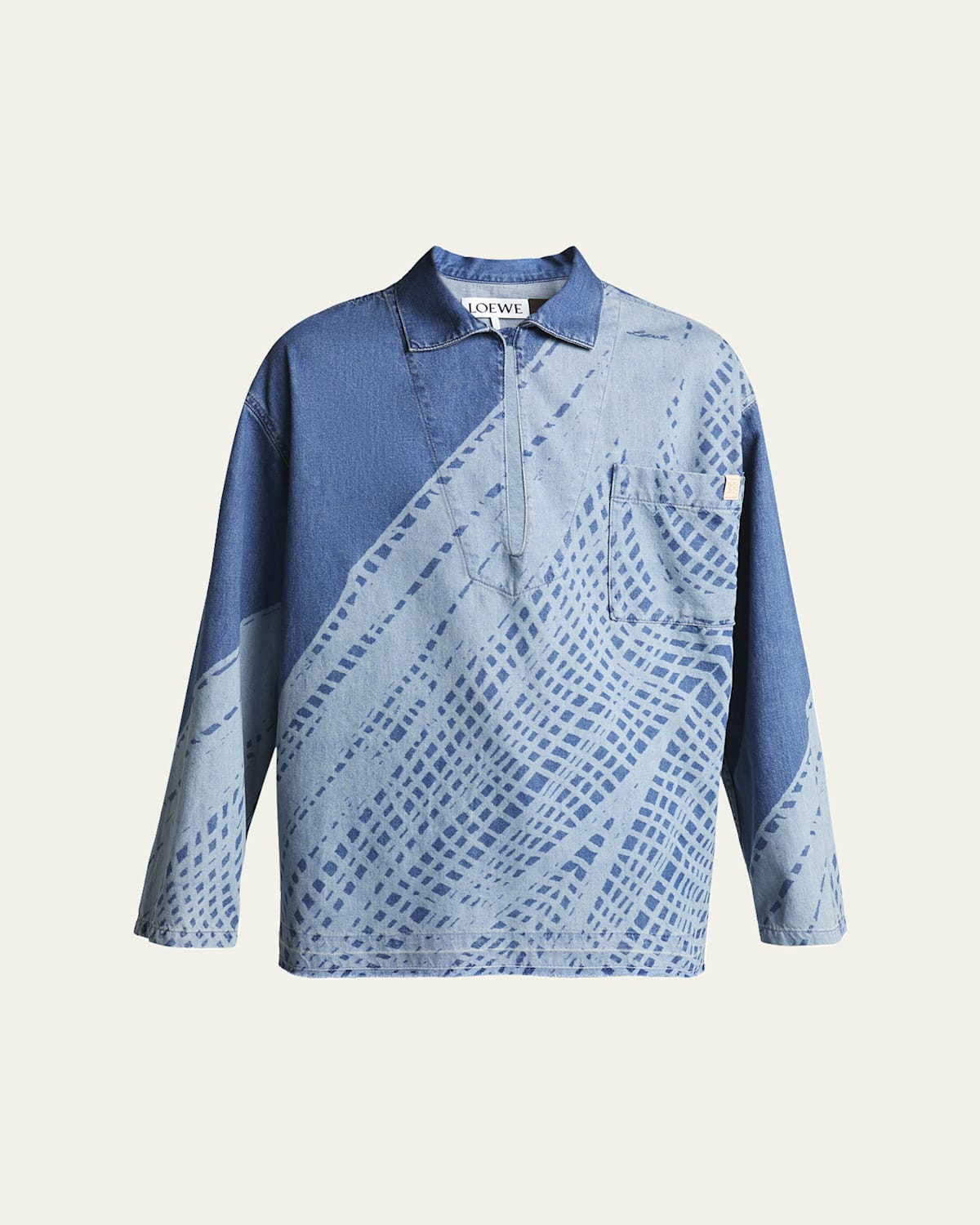 Men's Denim Bleach Vareuse Shirt