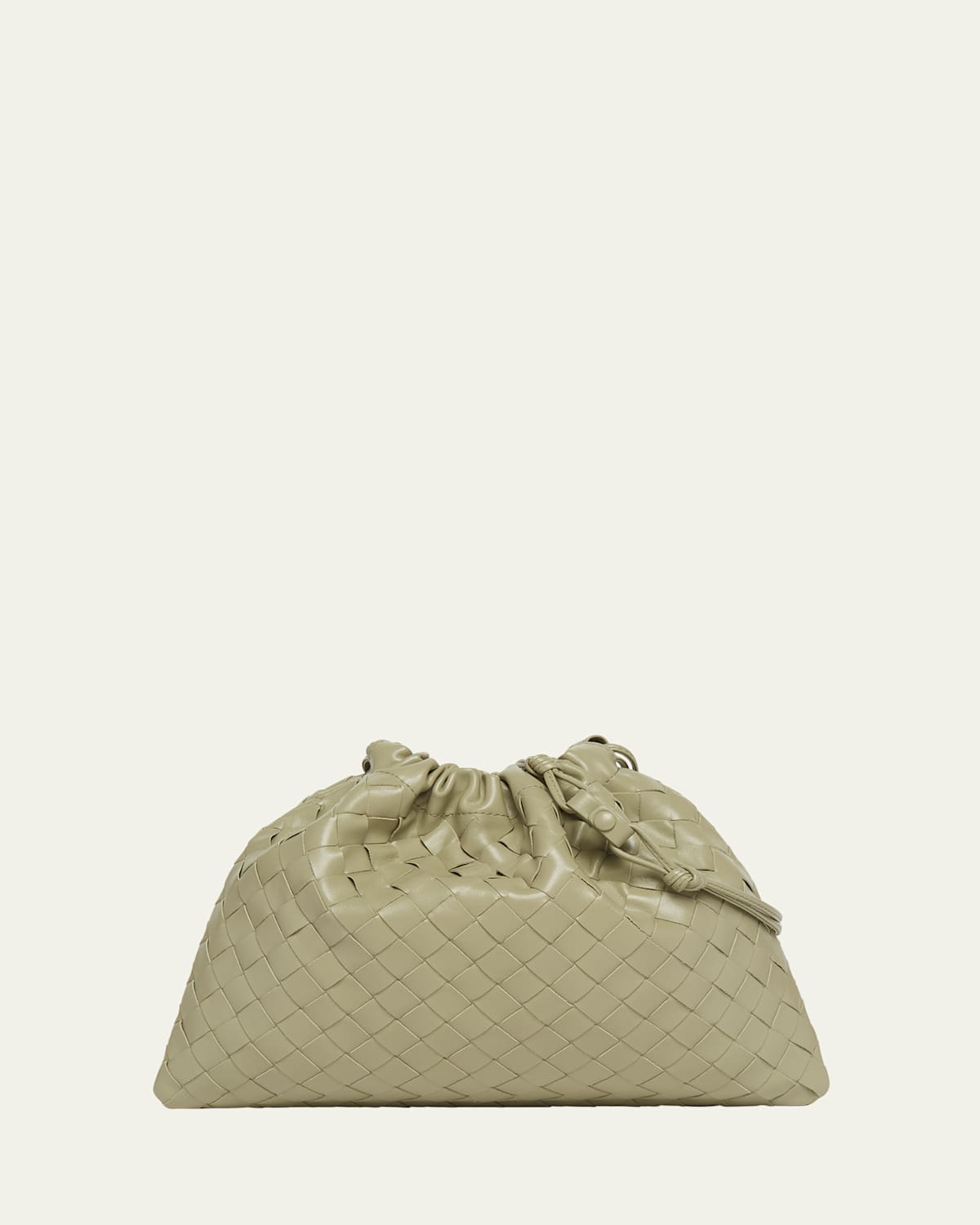 Bottega Veneta Medium Leather Pouch Bag In Travertine