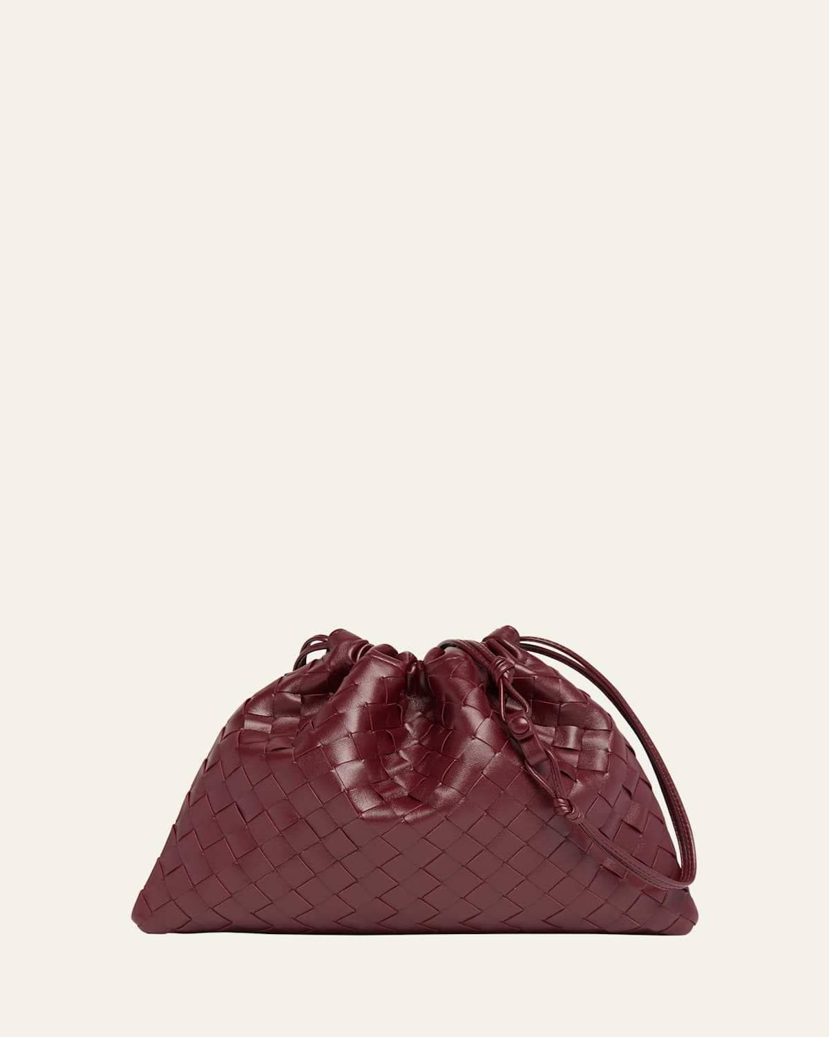 Bottega Veneta Medium Leather Pouch Bag In 2247 Barolo-gold