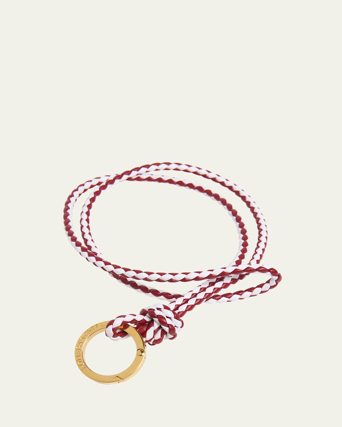 Bottega Veneta Long Leather Keyring In Dark Red-bliss Was-g