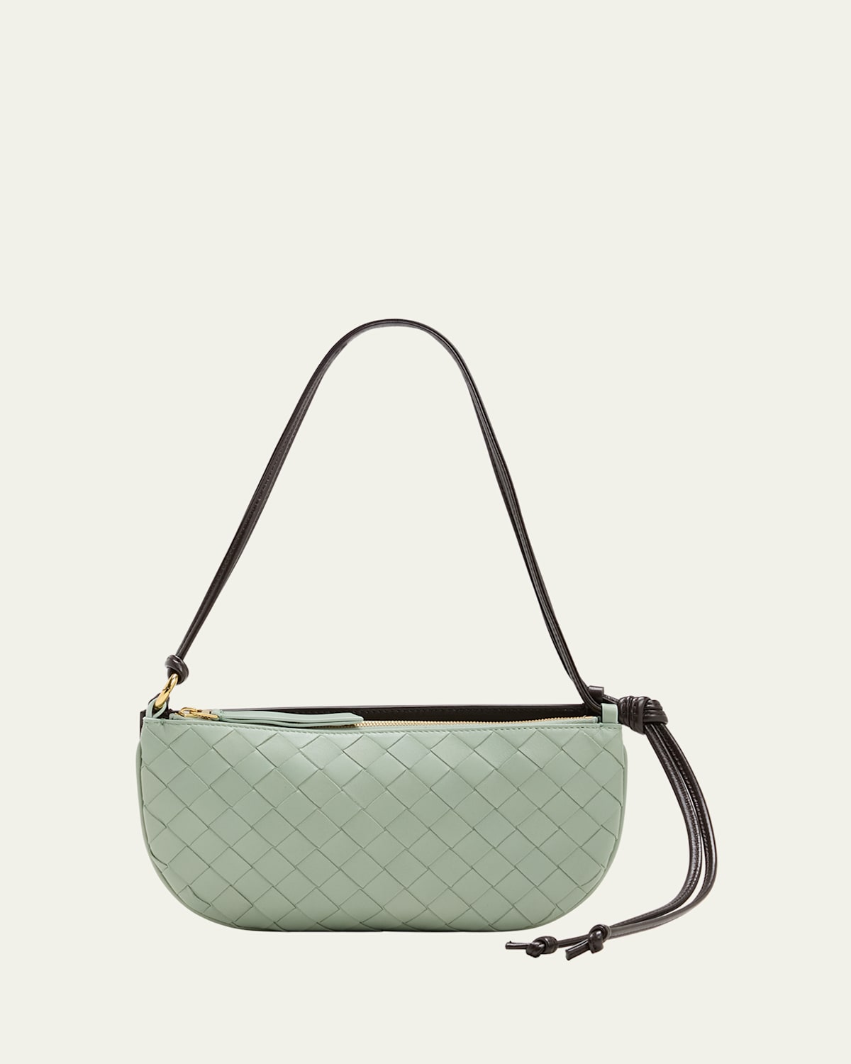 Bottega Veneta Gemelli Double Leather Pouch In Light Green Multi