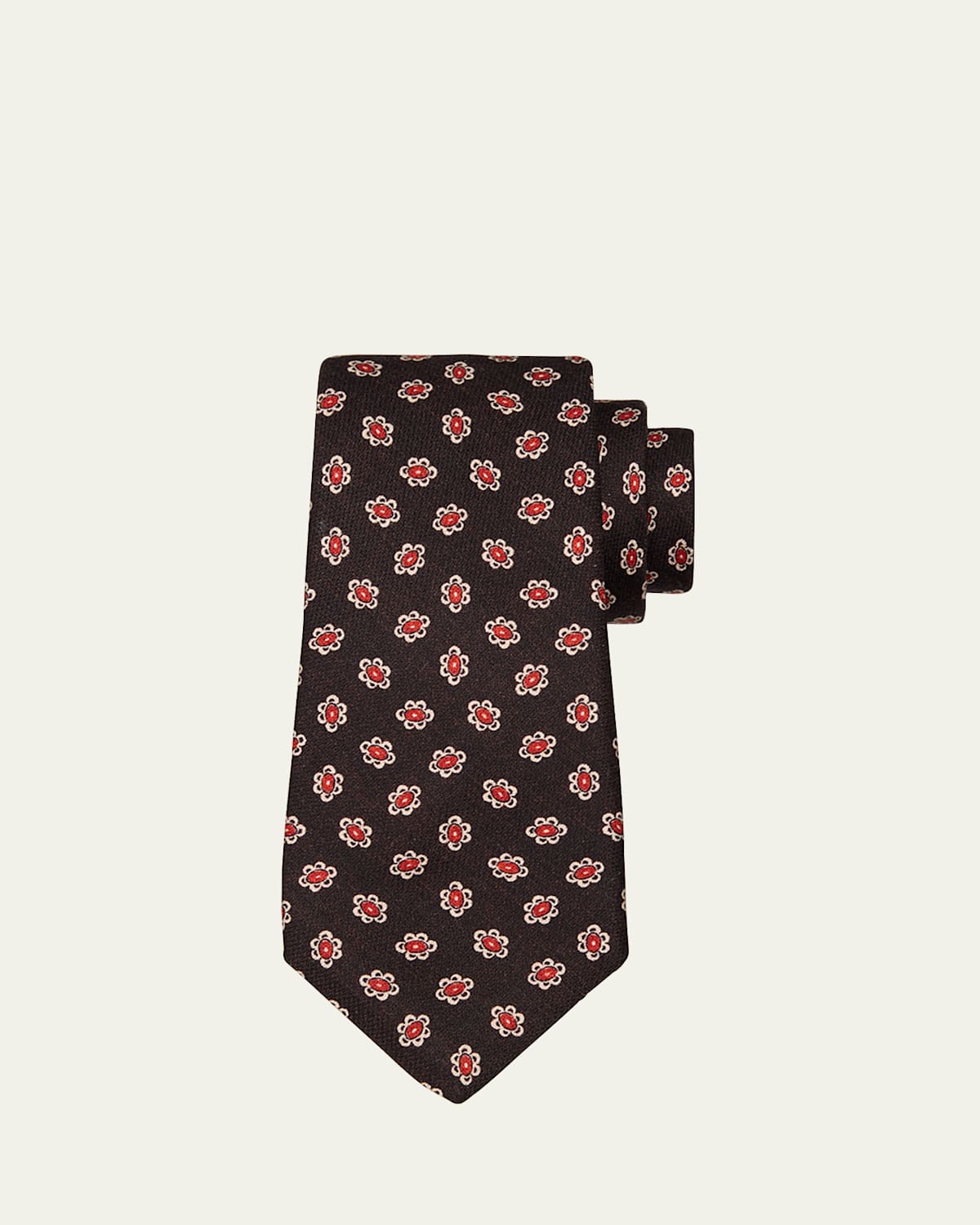 Men's 7-Fold Floral Geometric Silk Tie