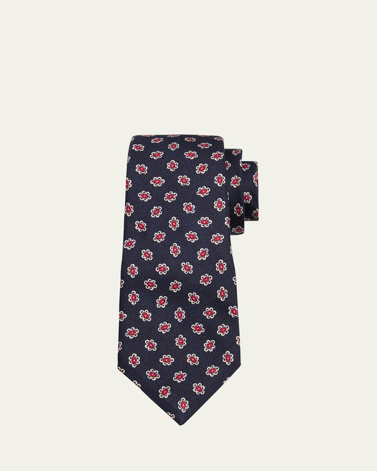 Men's 7-Fold Floral Geometric Silk Tie