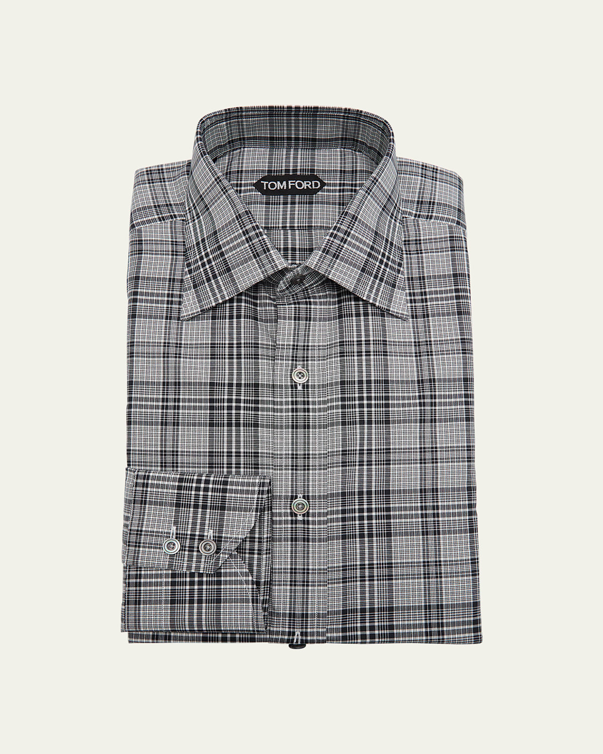 Tom Ford Men's Cotton Check Dress Shirt In Black