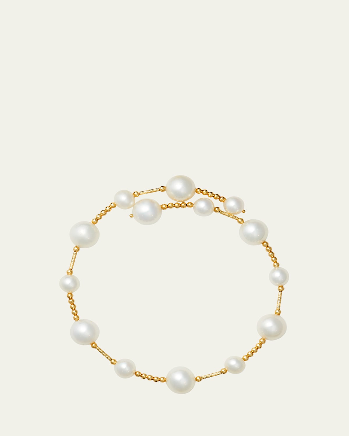 18K Yellow Gold Tulip Multi Pearl Beaded Bracelet