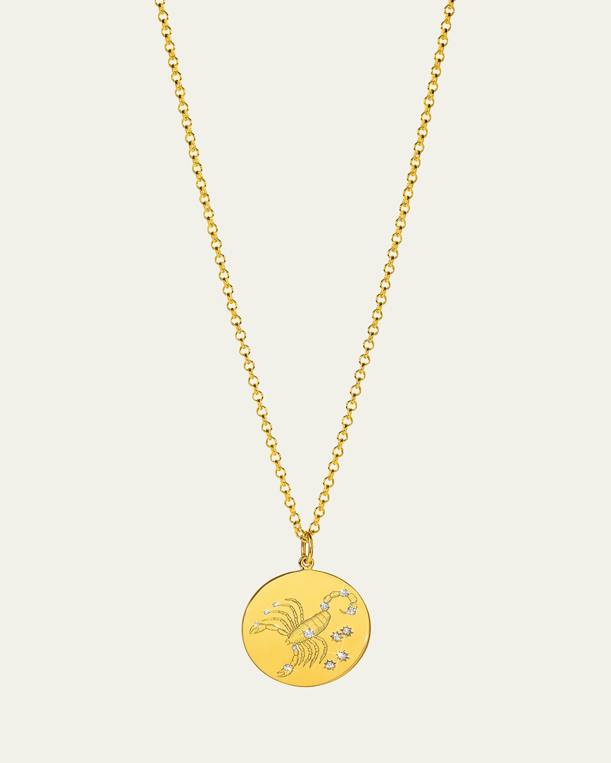 18K Gold Scorpio Zodiac Necklace with Diamonds