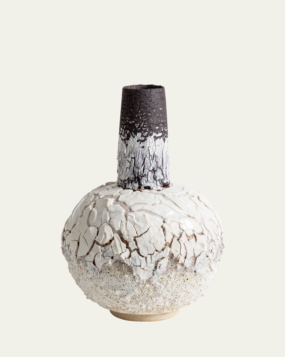 Alison Lousada Black Volcanic Rock & White Porcelain Bud Vase, 10"
