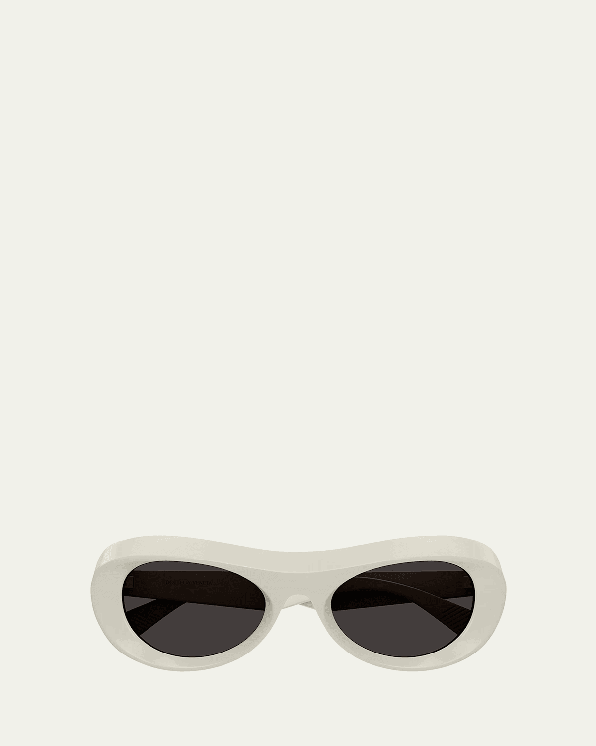 Bottega Veneta Beveled Acetate Round Sunglasses In White