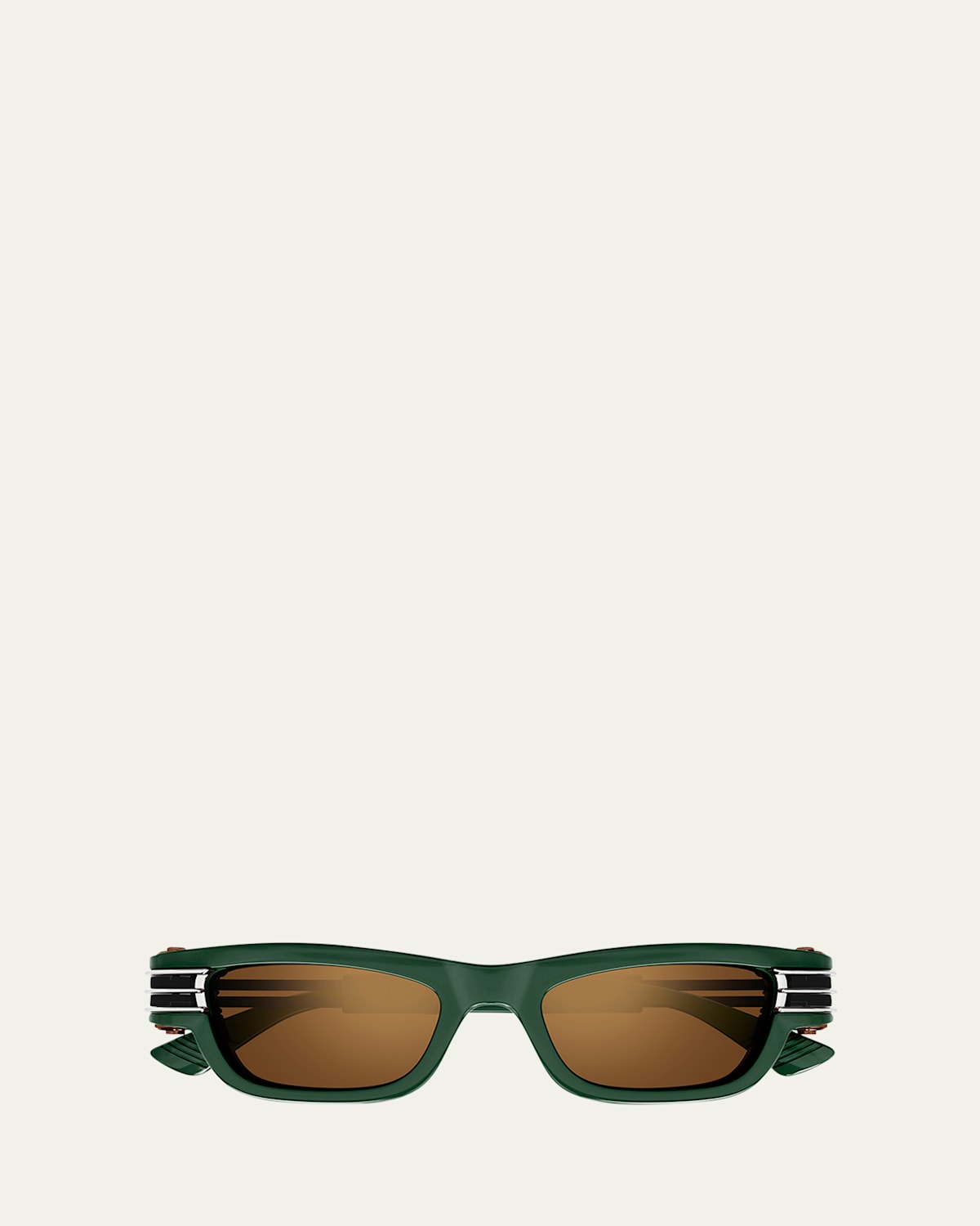 Bottega Veneta Bolt Hinge Plastic Rectangle Sunglasses In Green