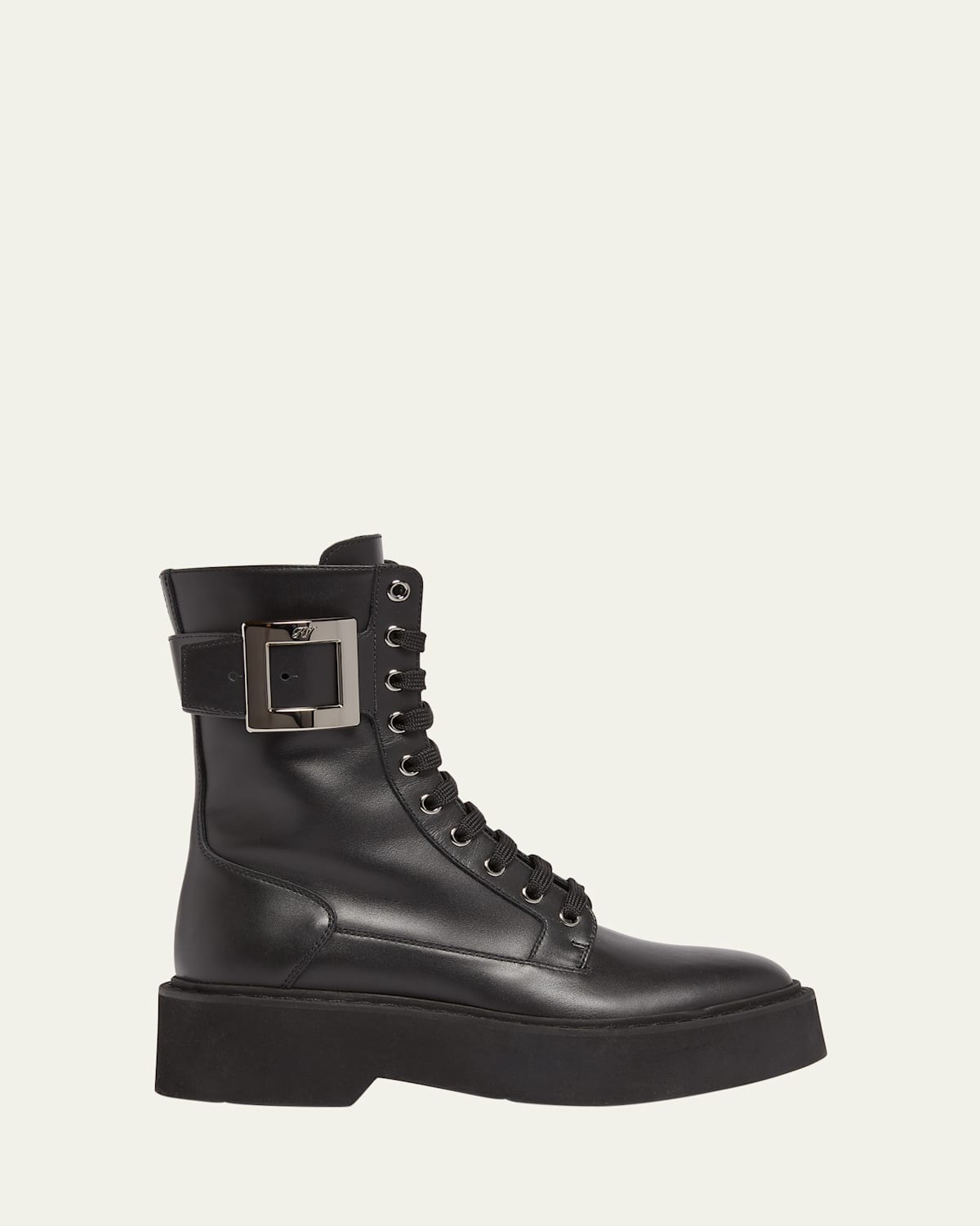 Viv Rangers Leather Buckle Combat Boots