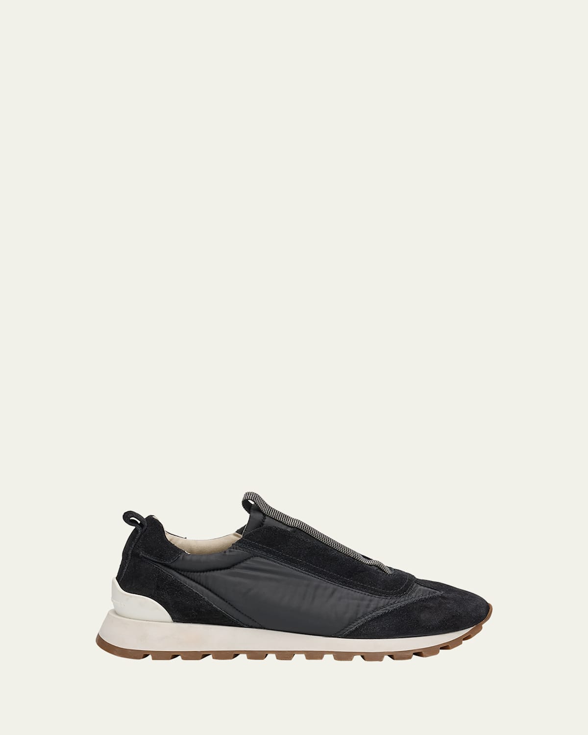 Brunello Cucinelli Monili-chain Leather Sneakers In Black