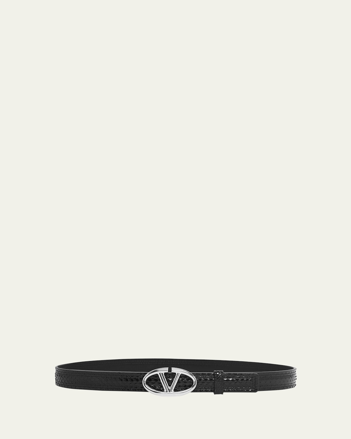 The Bold Edition VLogo Snake-Embossed Leather Belt