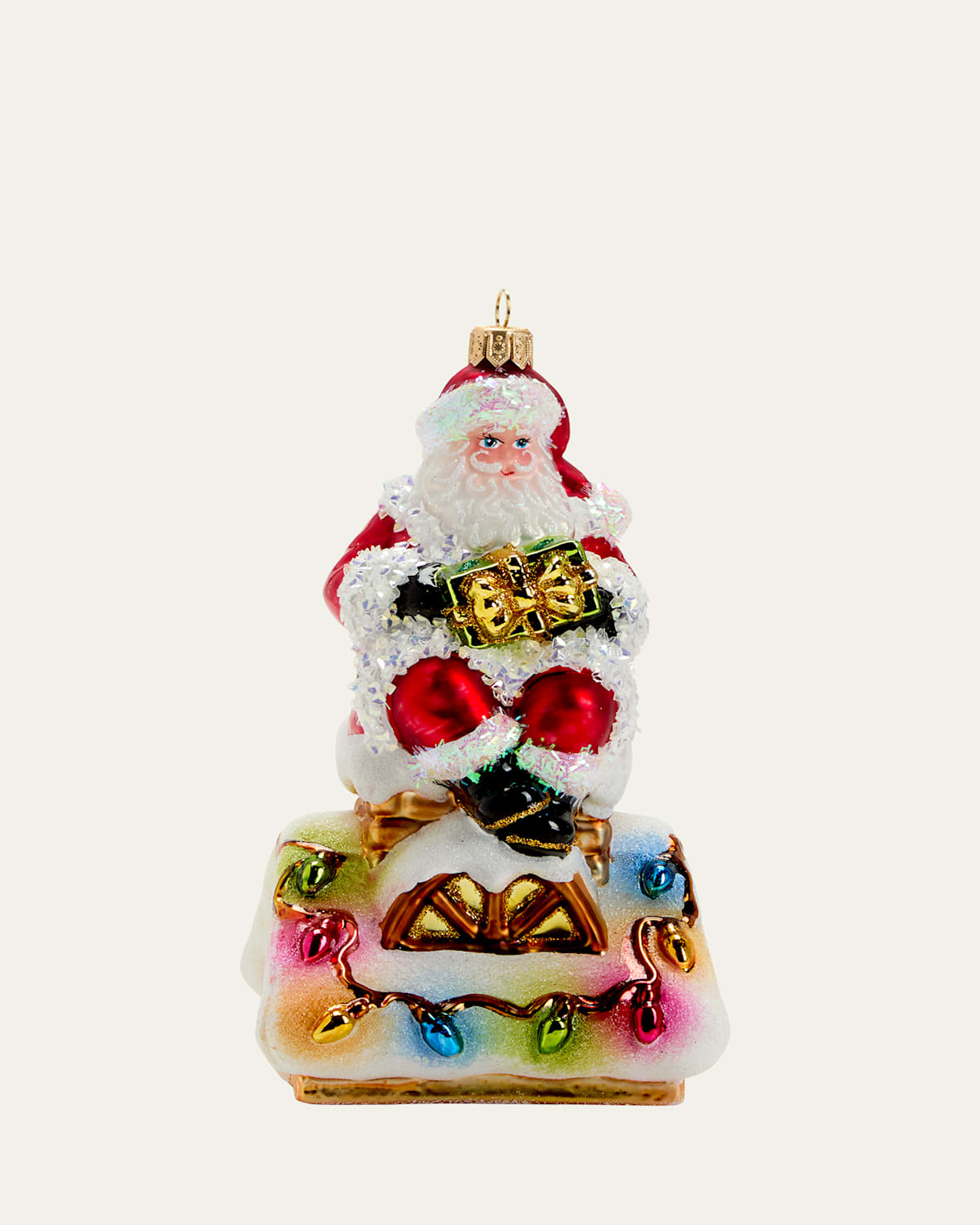 Santa on Roof Christmas Ornament