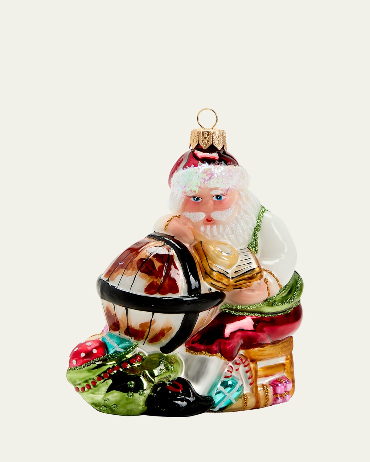 Santa with Globe Christmas Ornament