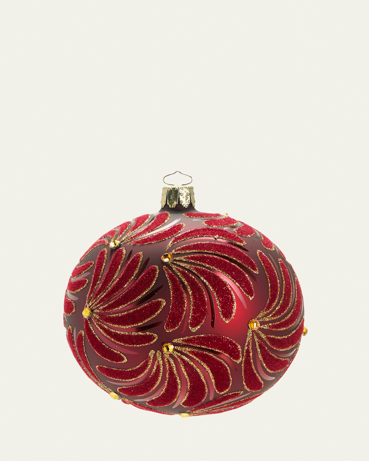 Floral Glitter Glass Ornament