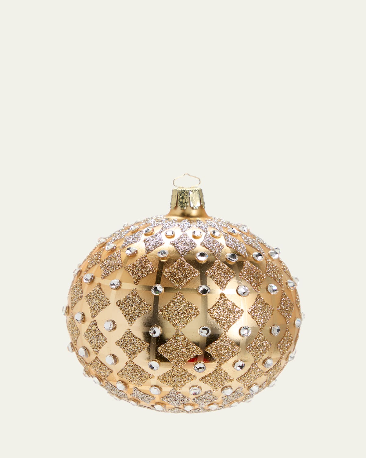Matte Clear Stone Glitter Ball Christmas Ornament