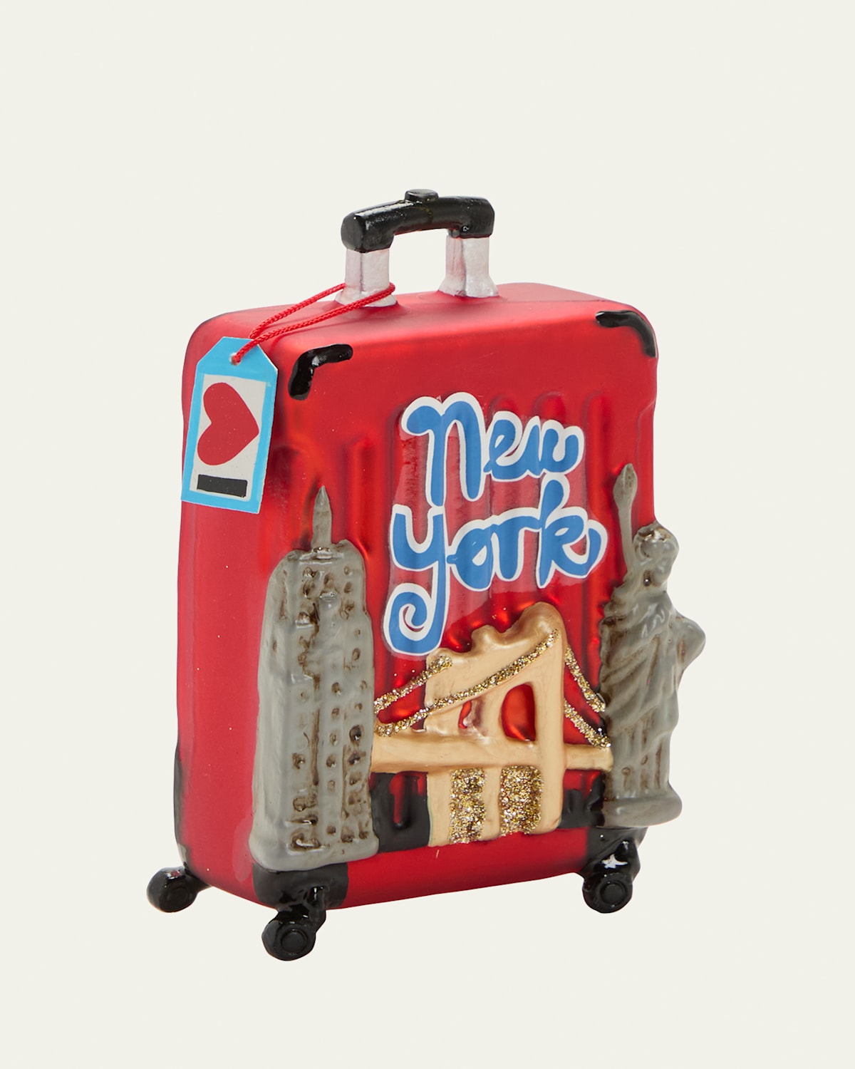 NY Suitcase Glass Ornament