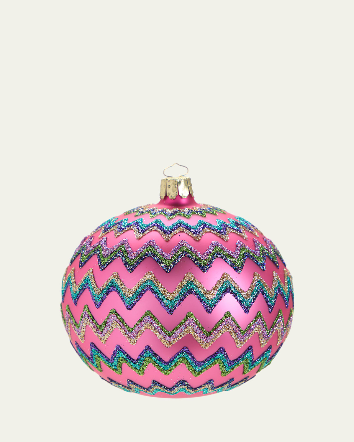 Matte Glitter ZigZag Ball Christmas Ornament
