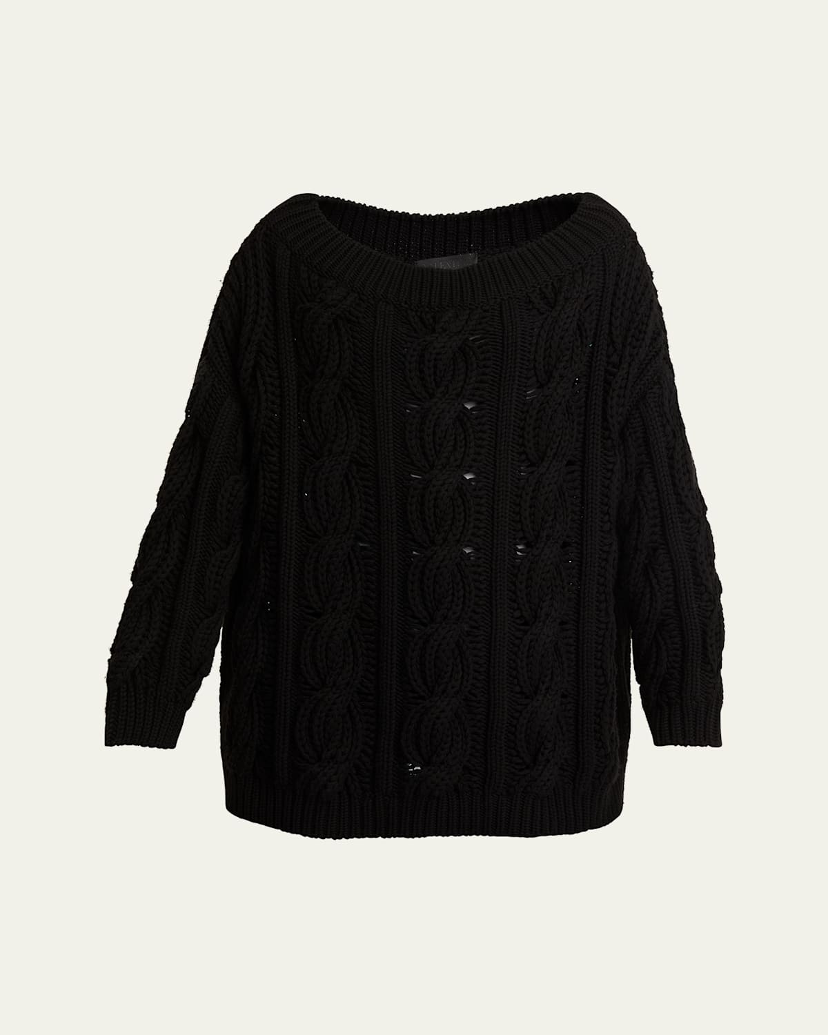 Valentino Off-shoulder Cable Wool Sweater In Black