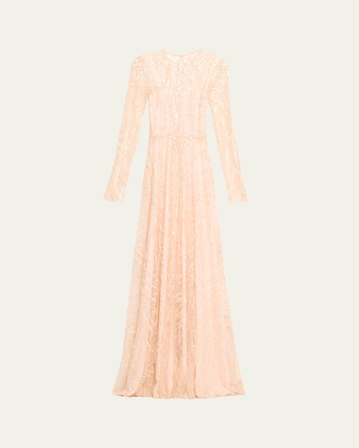 Lace Embellished Gown with Cascading Sleeves