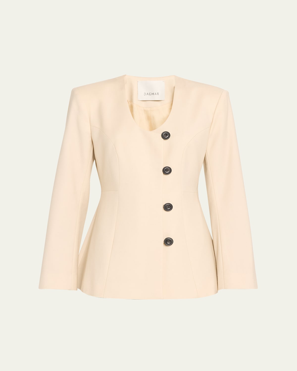 Collarless Wool-Blend Blazer