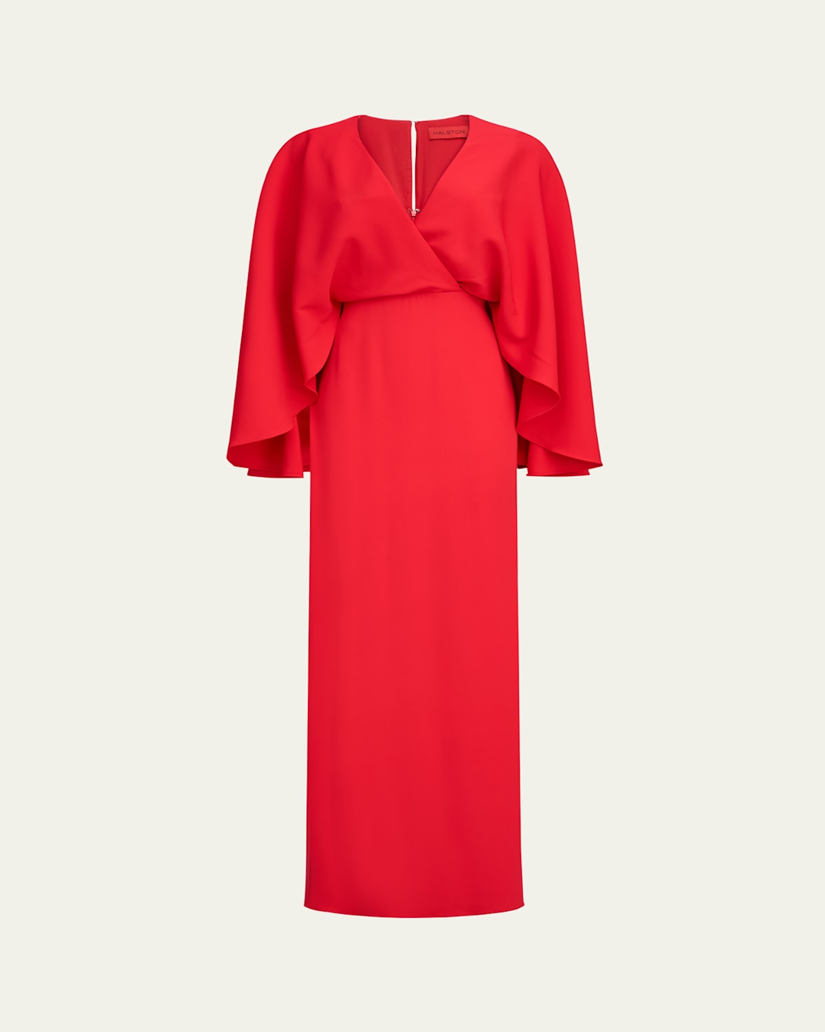 Olaya Side-Slit Crepe Cape Gown