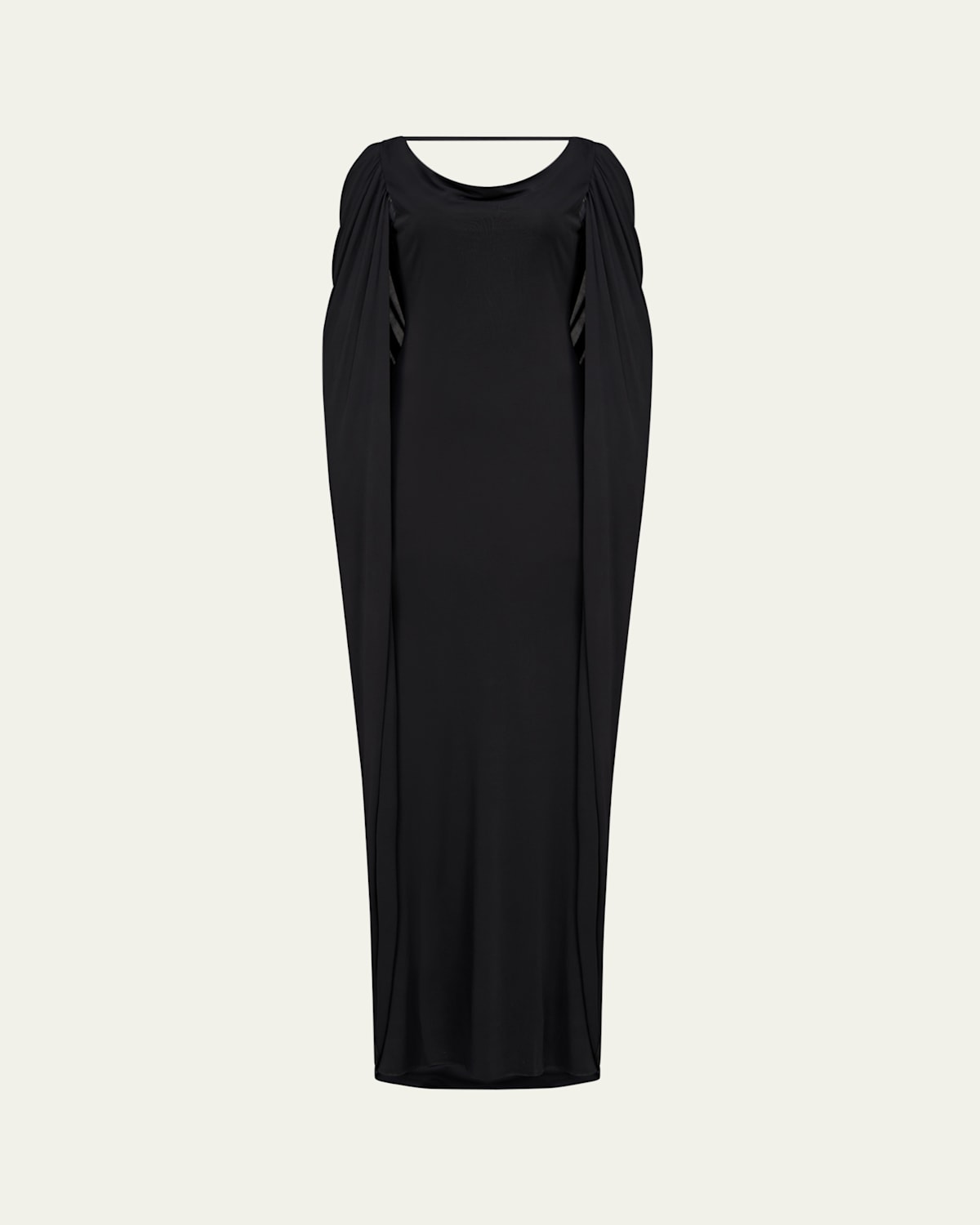 Akeem Cowl-Neck Jersey Cape Gown