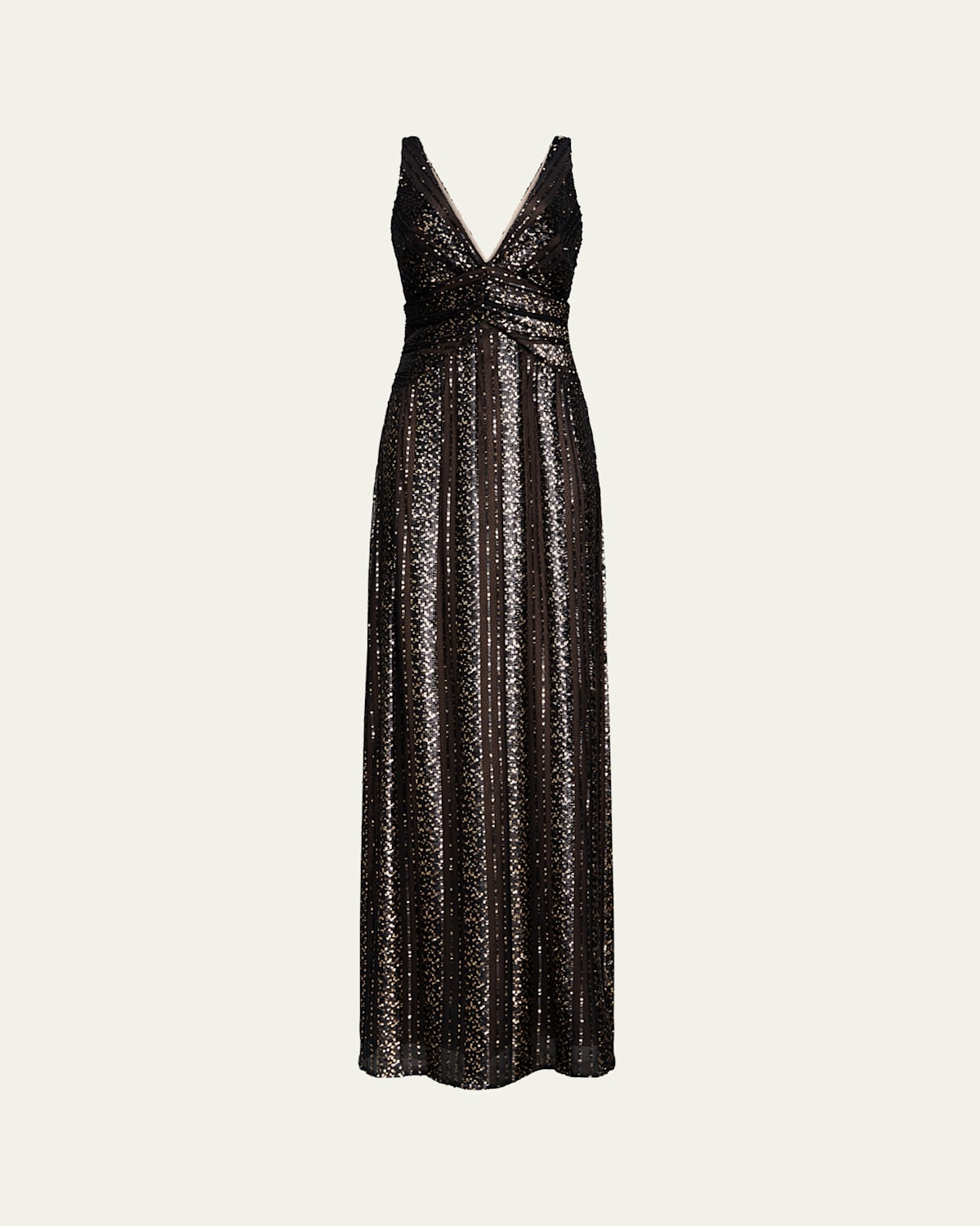 Esra Sleeveless Deep V-Neck Sequin Gown