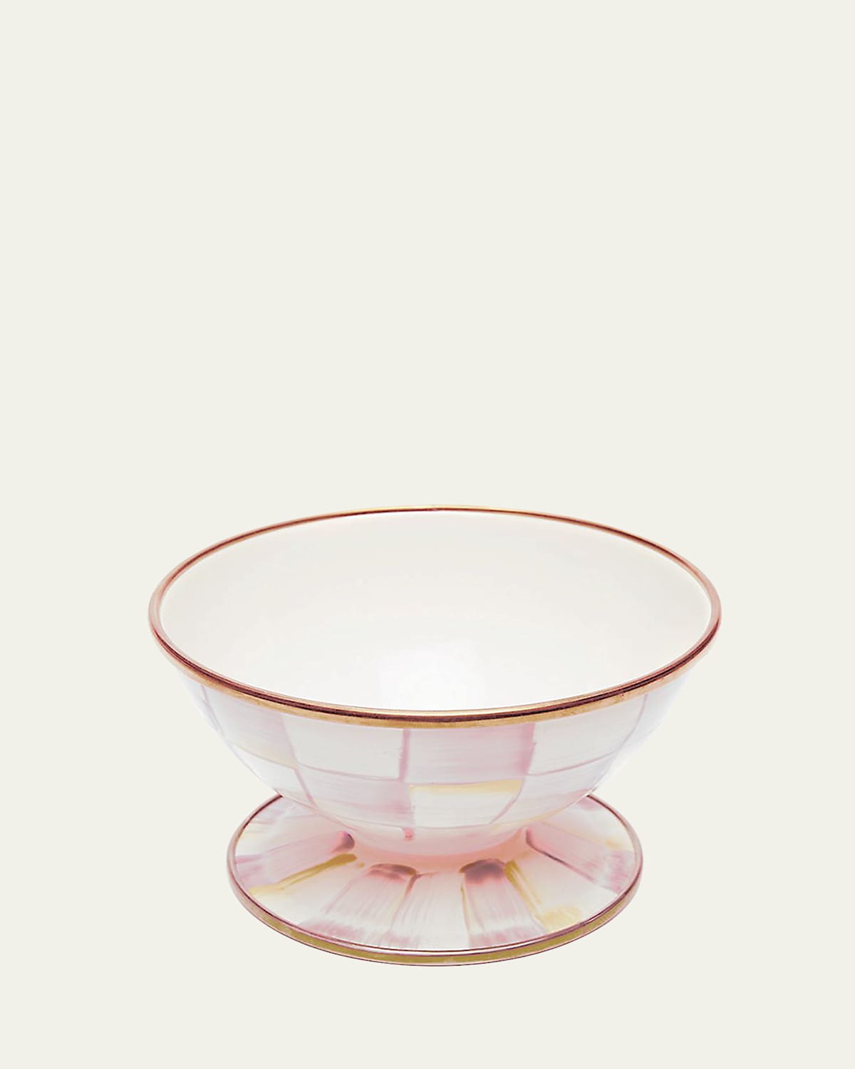 MacKenzie-Childs Rosy Check Enamel Ice Cream Dish