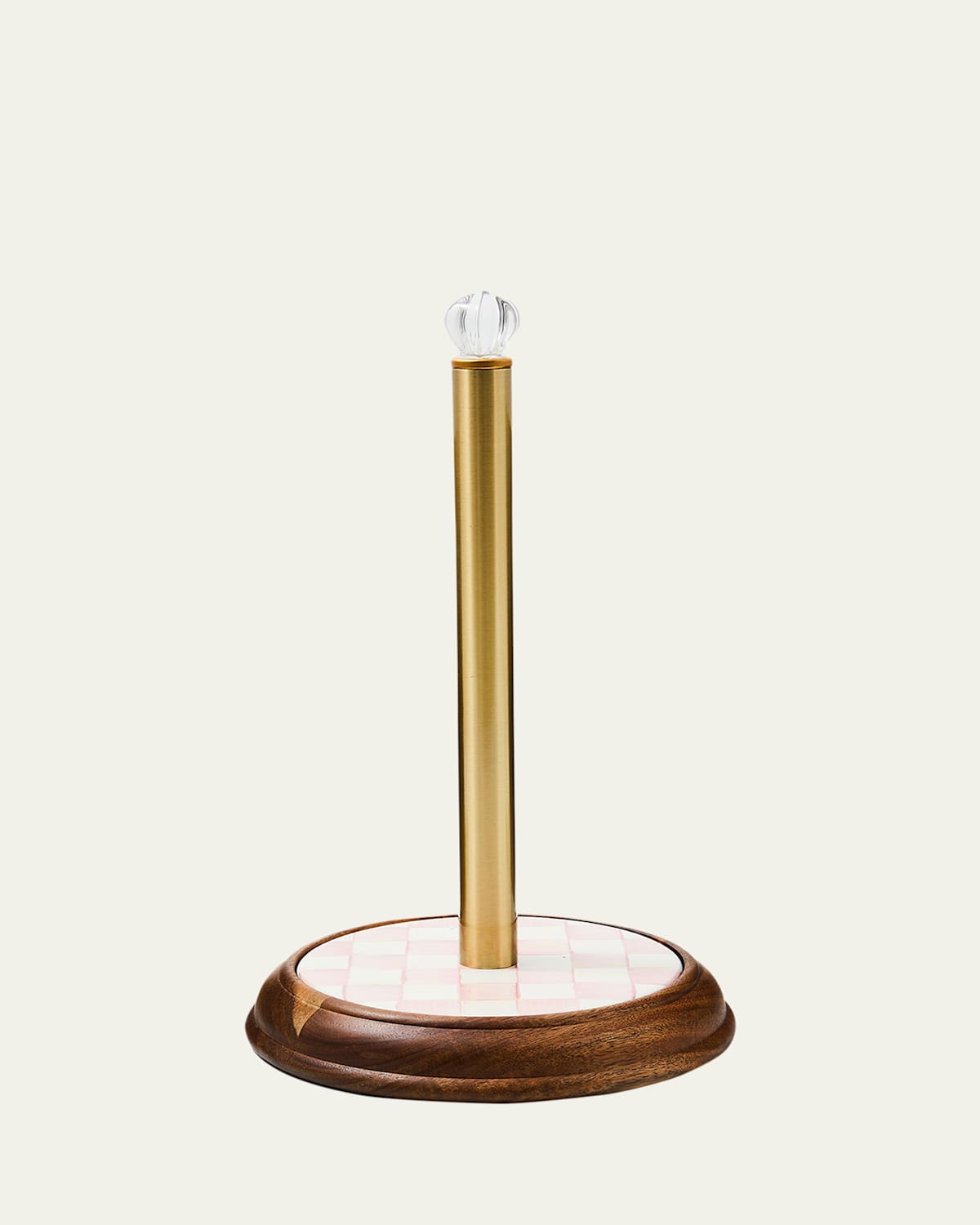 Mackenzie-childs Rosy Check Wood Paper Towel Holder